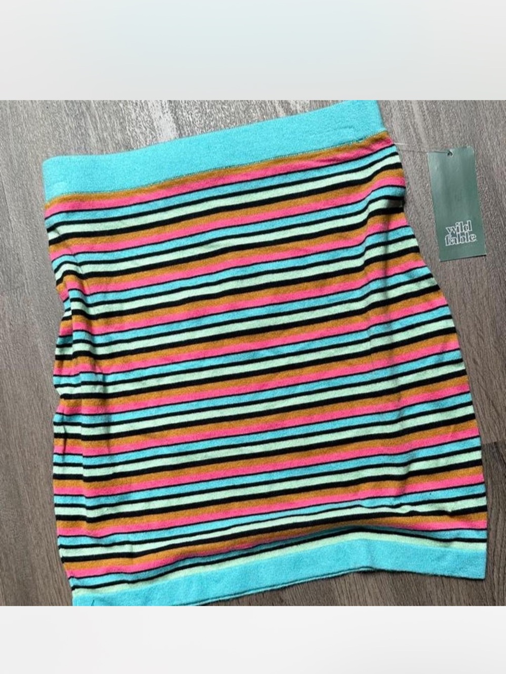 Wild Fable Striped Aqua & Multi-color Knit Skirt - NWT Size Small